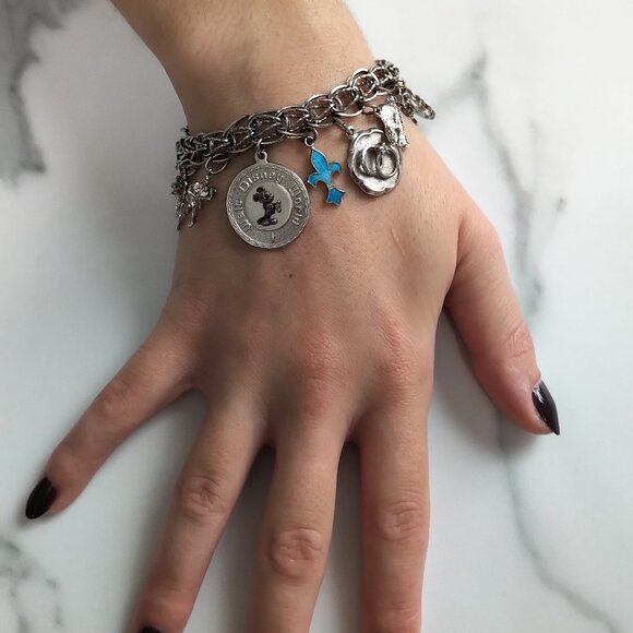 Sterling Silver .925 Vintage 1970s Charm Bracelet LOADED - Picture 1 of 5